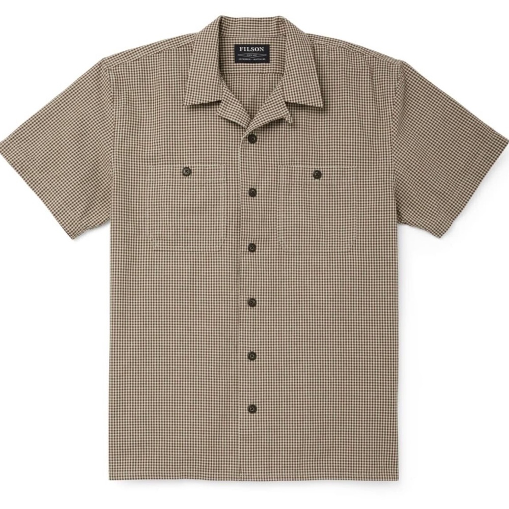 Filson Stone Ochre Khaki Checkered Button Down Shirt